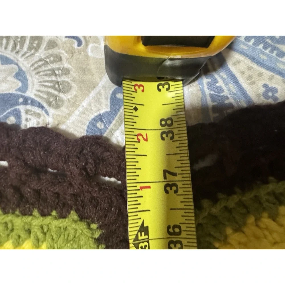 Vintage Hand Knit Crochet Throw Afghan 38